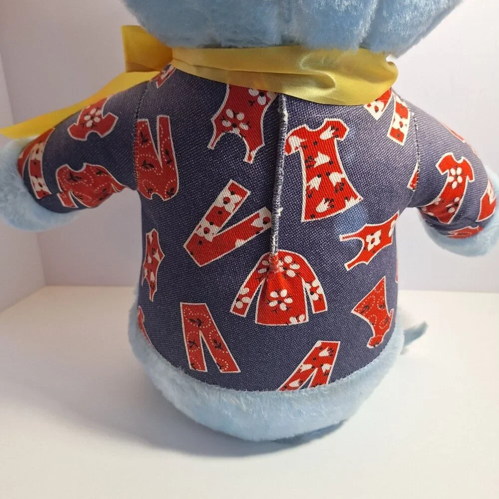 Circus Circus Plush Blue Mouse 70s Style Outfit Large 22" Yellow Bow With Tags - Picture 11 of 15